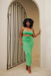 Amber Ruched Maxi Skirt - Green
