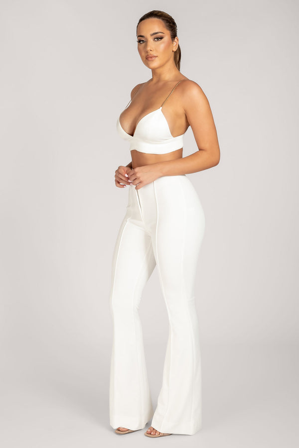 2024 Drawstring Low Rise Flare Leg Pants White S in Pants Online Store |  AnotherChill.com