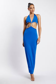 Nicha Diamante Cut Out Maxi Dress - Cobalt Blue