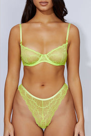 Sienna Lace Cheeky Cut Bottoms - Lime Green