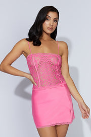 Quincy Lace Mini Dress - Bubblegum Pink