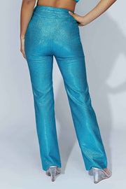 Lisette Straight Leg Shimmer Pants - Aquamarine