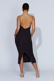 Lexia Scoop Low Neck Midi Dress - Black