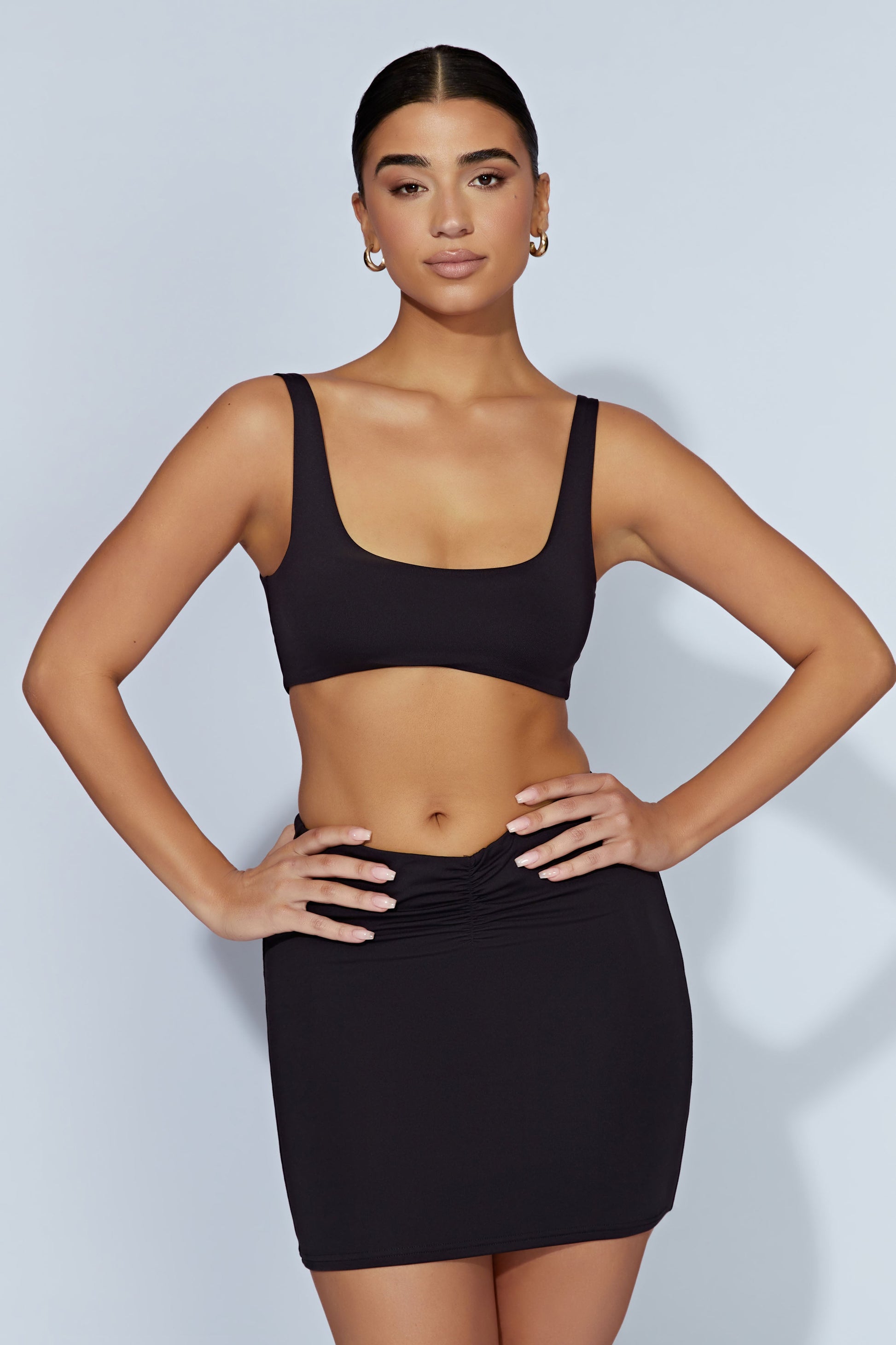 Jemma Scoop Neck Super Crop Top - Black #6