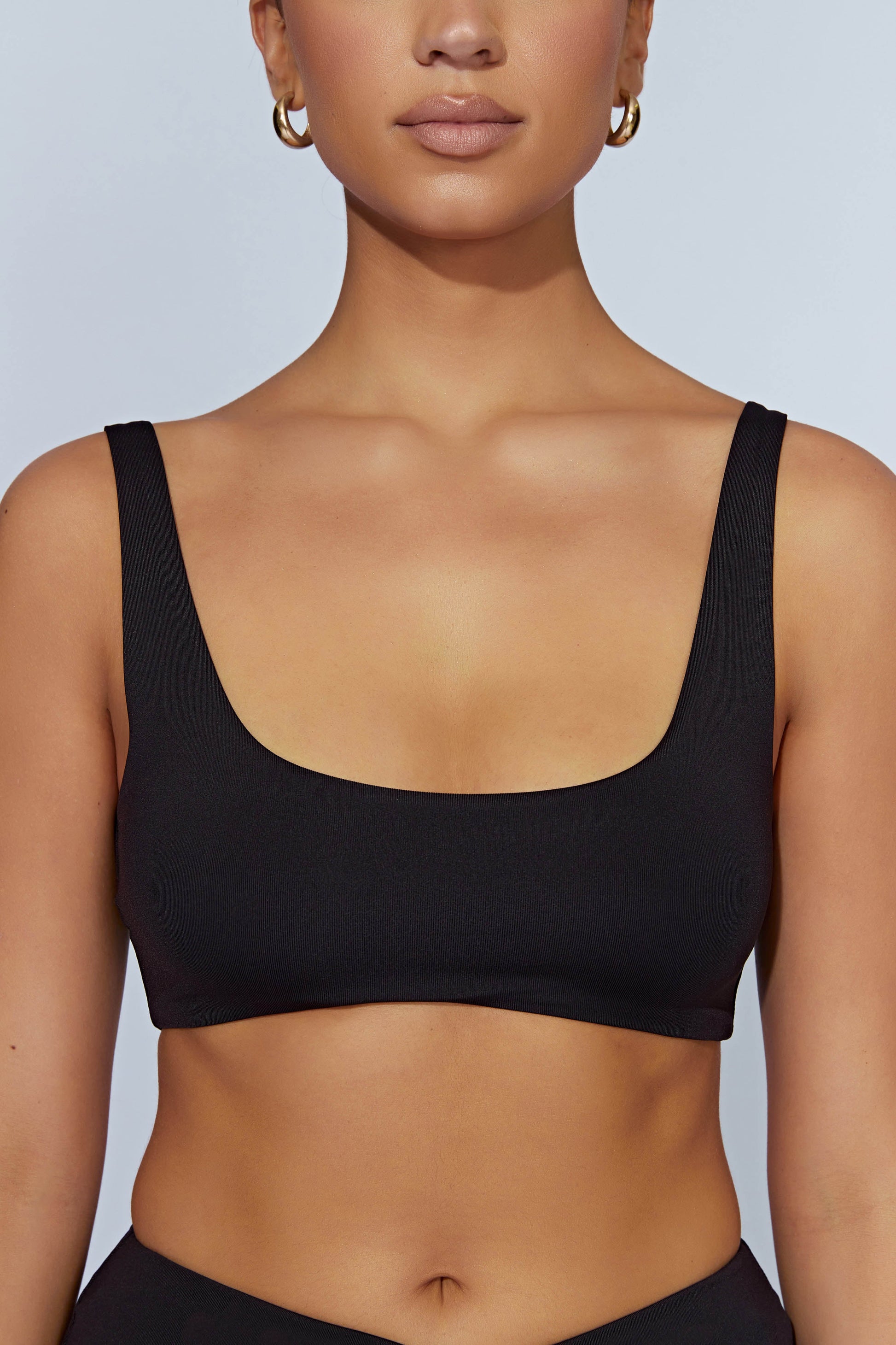 Jemma Scoop Neck Super Crop Top - Black #2