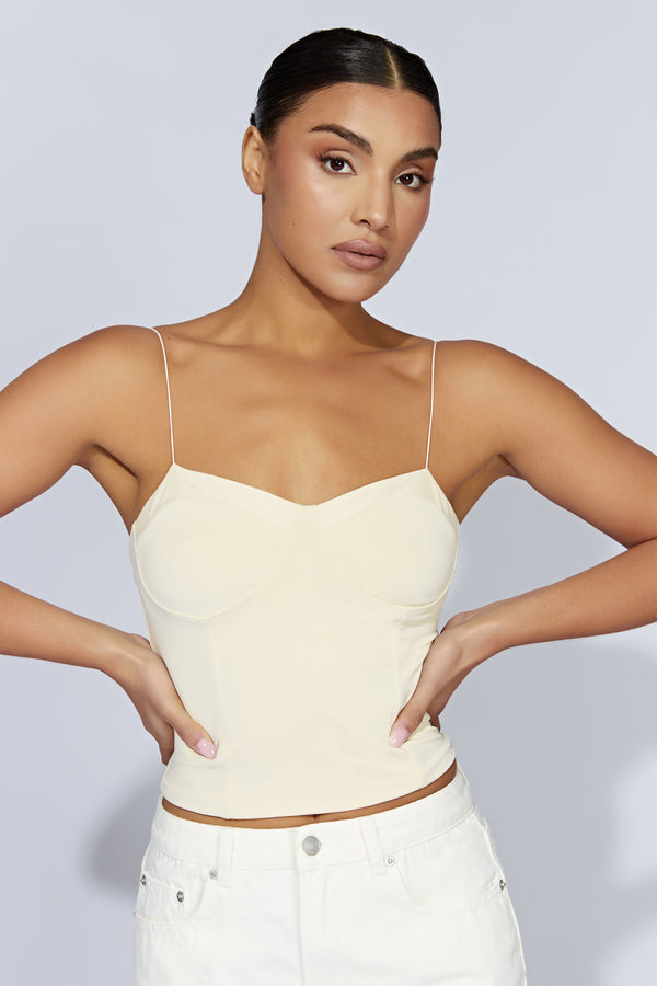 Kaitlyn Sweetheart Thin Strap Top - Cream