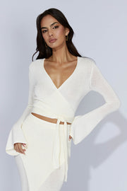 Petra Flare Sleeve Knit Top - Off White
