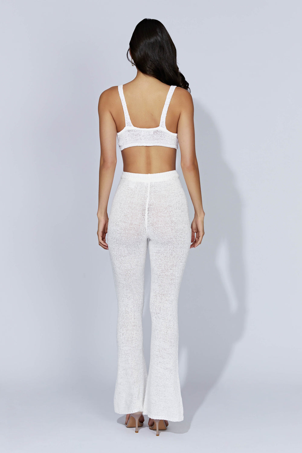 Mary Knit Flared Pants - White