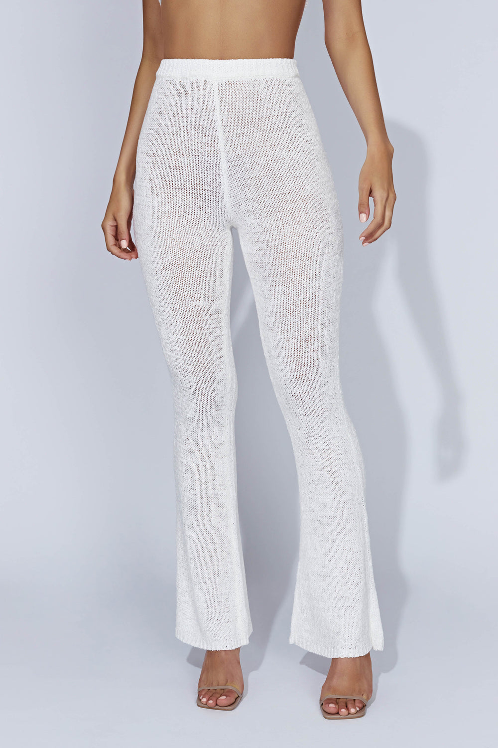 Mary Knit Flared Pants - White