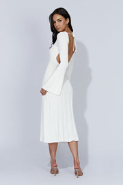Juniper Flare Sleeve Knit Midi Dress - White