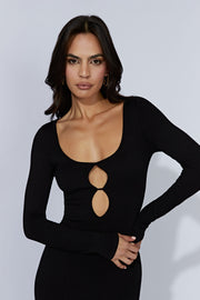 Birdie Long Sleeve Knit Mini Dress - Black