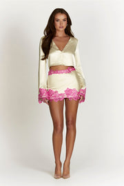 Niamh Micro Mini Skirt With Lace - Nude