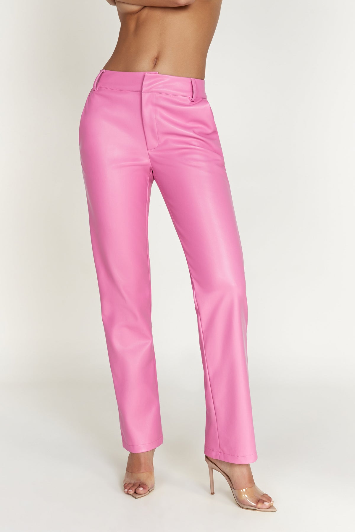 Matilda Slouchy Low Rise Faux Leather Pant - Rose Pink #3