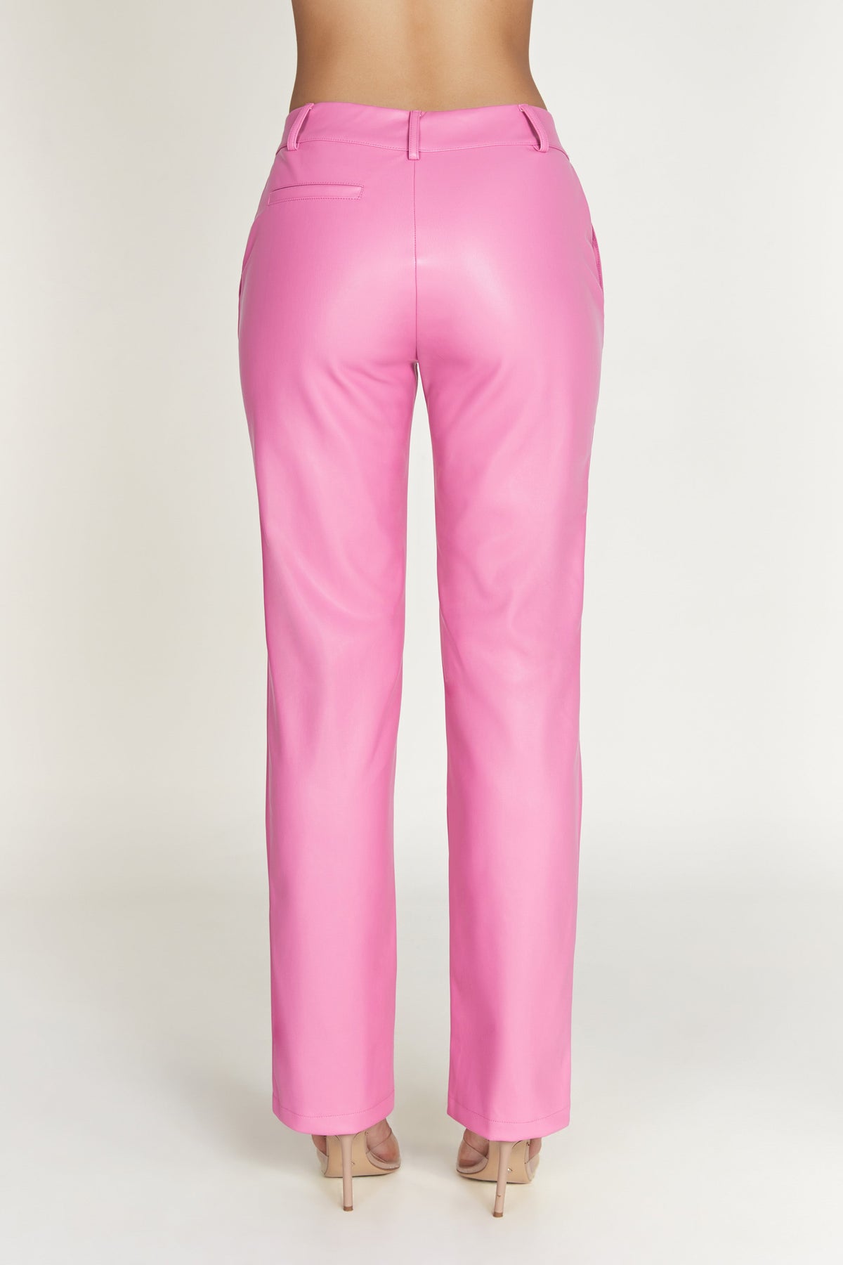 Matilda Slouchy Low Rise Faux Leather Pant - Rose Pink #4