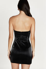 Lizzie Crosshatch Faux Leather Mini Dress - Black