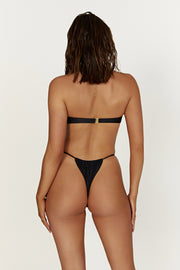 Andie Recycled Nylon Ruched String Side Bikini Brief - Black