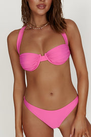 Kai Recycled Nylon Ruched Underwire Bikini Top - Pink