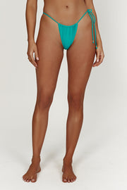 Andie Recycled Nylon Ruched String Side Bikini Brief - Turquoise