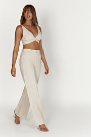 Julie Wide Leg Linen Pants - Natural