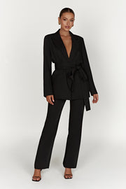 Arna Oversized Belted Blazer - Black
