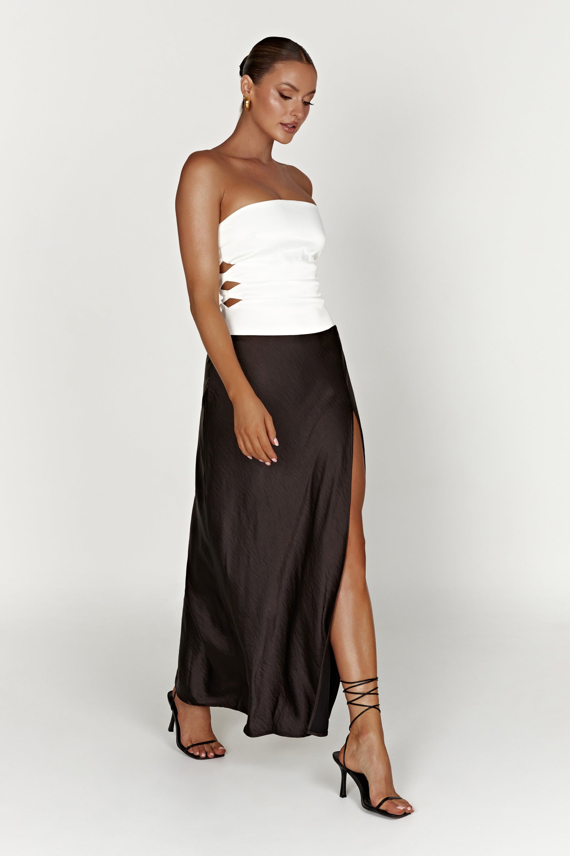 Brooklyn Two Tone Strapless Maxi Dress - Black #6