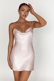 Rhea Cowl Mini Dress - Blush Pink