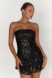Everleigh Strapless Sequin Mini Dress - Black