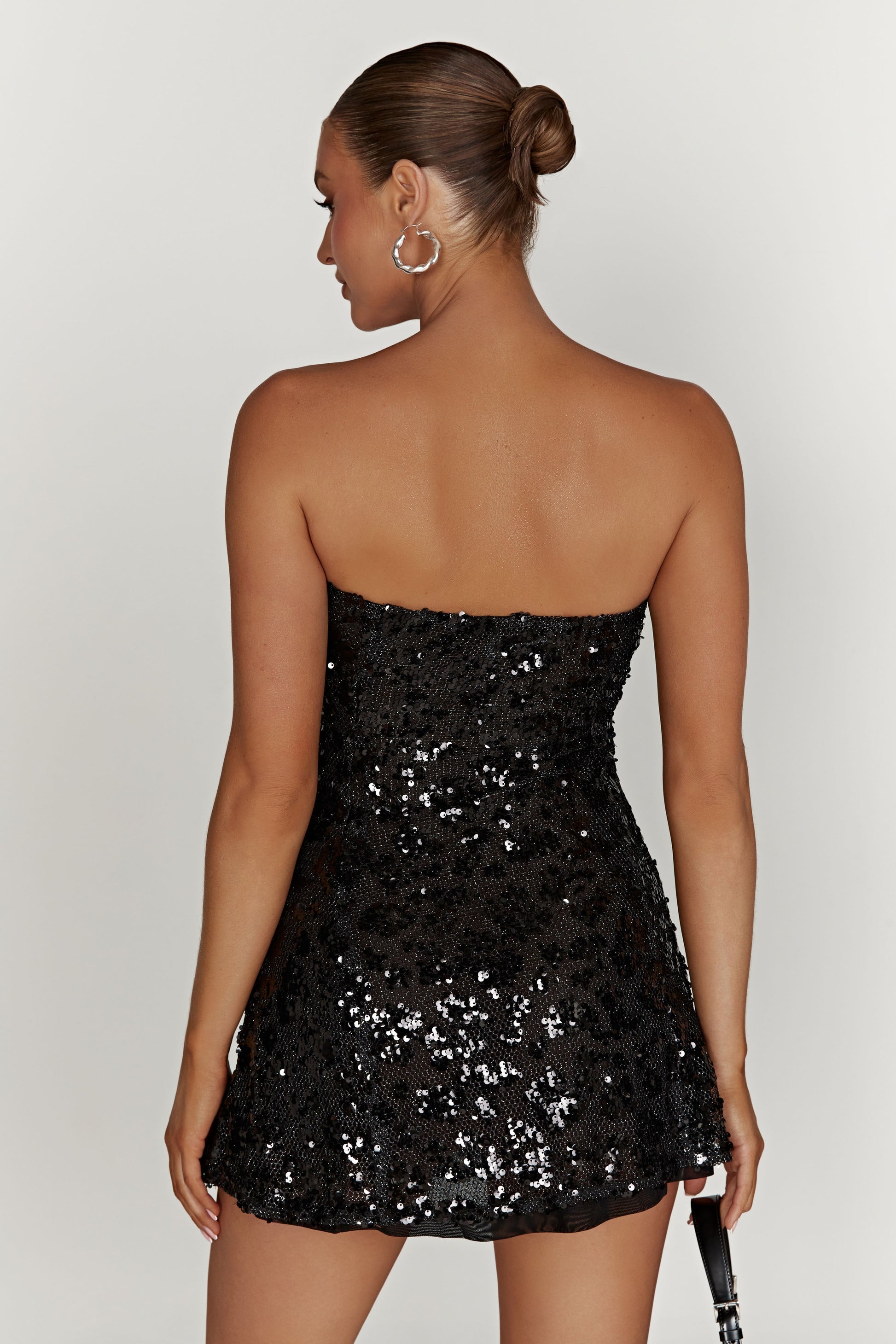 Everleigh Strapless Sequin Mini Dress - Black #8