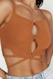 Ayesha Cut Out Singlet - Biscuit