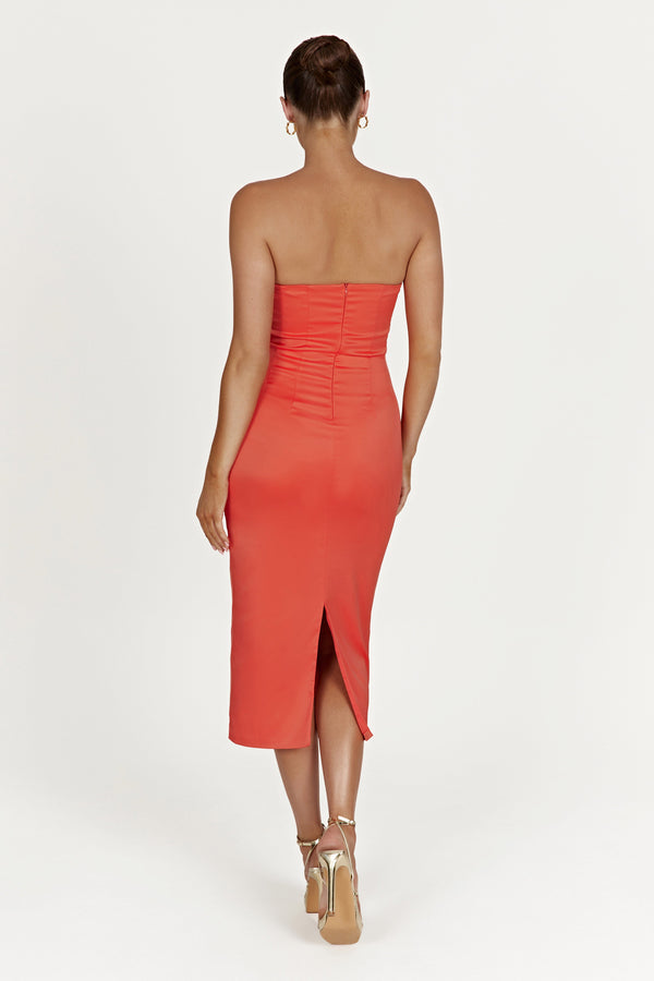 Bryony Cupped Bodycon Midi Dress - Coral
