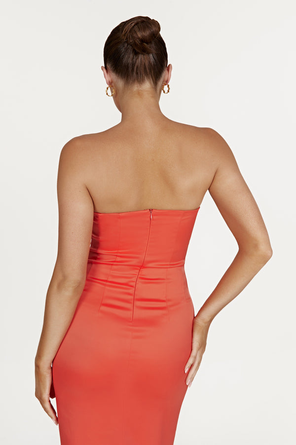 Bryony Cupped Bodycon Midi Dress - Coral