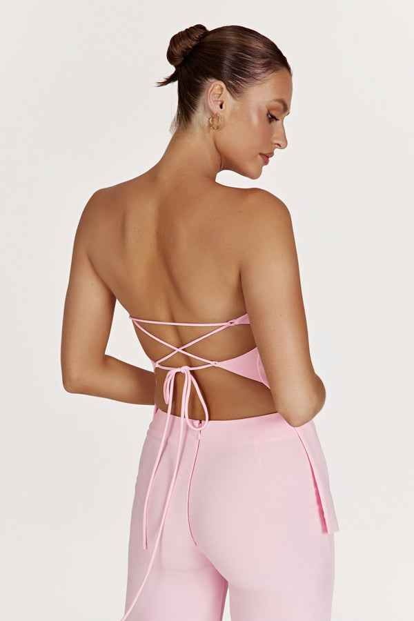 Astrid Strapless Back Tie Top - Blush Pink