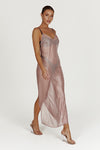 Phoebe Sheer Iridescent Maxi Dress - Taupe