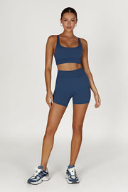 Elise V Back Cami Crop Top - Navy
