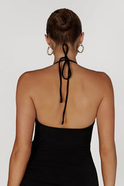 Allison Jersey Ruched Split Maxi Dress - Black