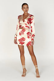 Amia Satin Mini Skirt - Rose Print