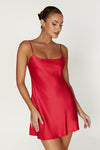 Valentina Satin Mini Dress - Red