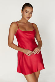 Valentina Satin Mini Dress - Red