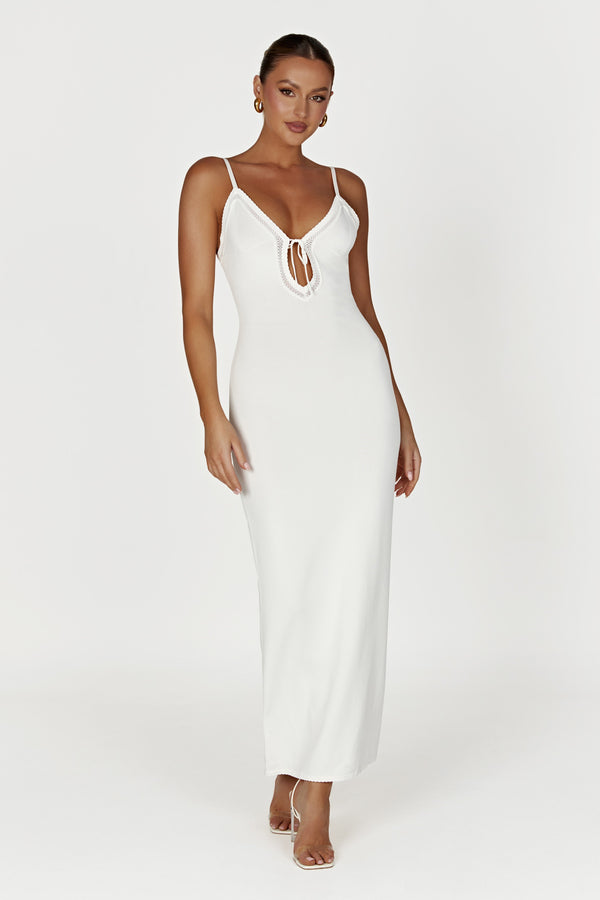 Maia Pointelle Knit Maxi Dress - White
