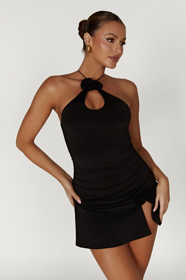 Adeline Rose Halter Mini Dress - Black