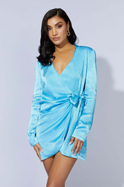 Saira Tie Up Mini Dress - Azure Blue