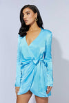 Saira Tie Up Mini Dress - Azure Blue