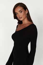 Ember Dry Handle Knit Mini Dress - Black