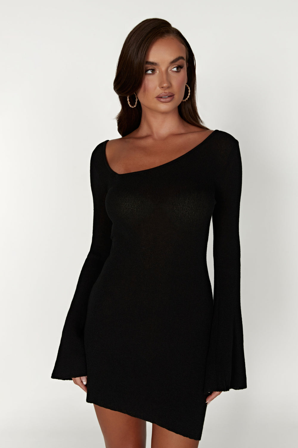 Ember Dry Handle Knit Mini Dress - Black