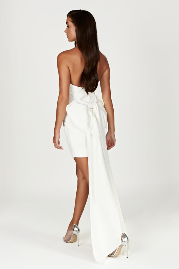 Meredith Strapless Bow Mini Dress - White