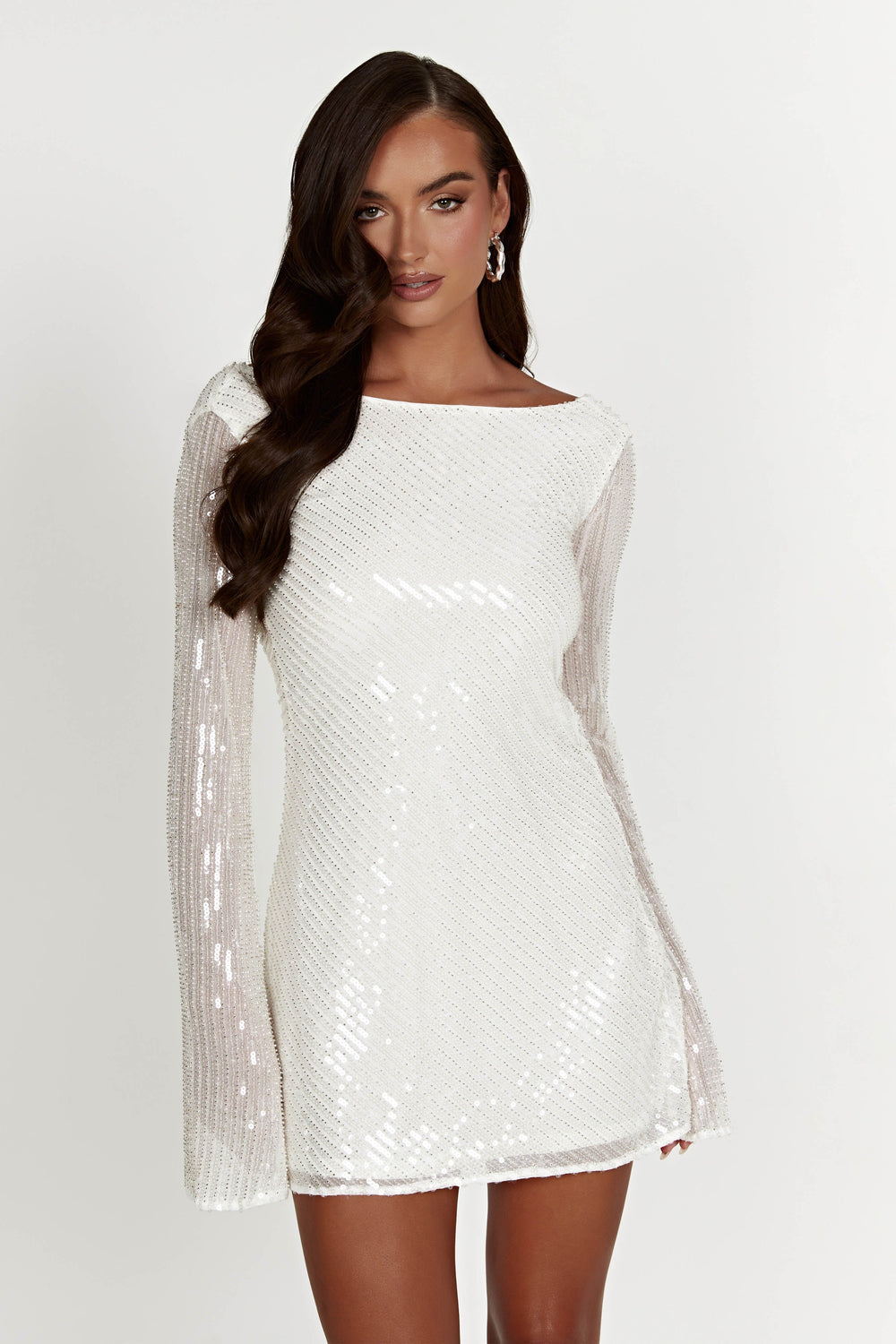 Nala Sequin Mini Dress - White