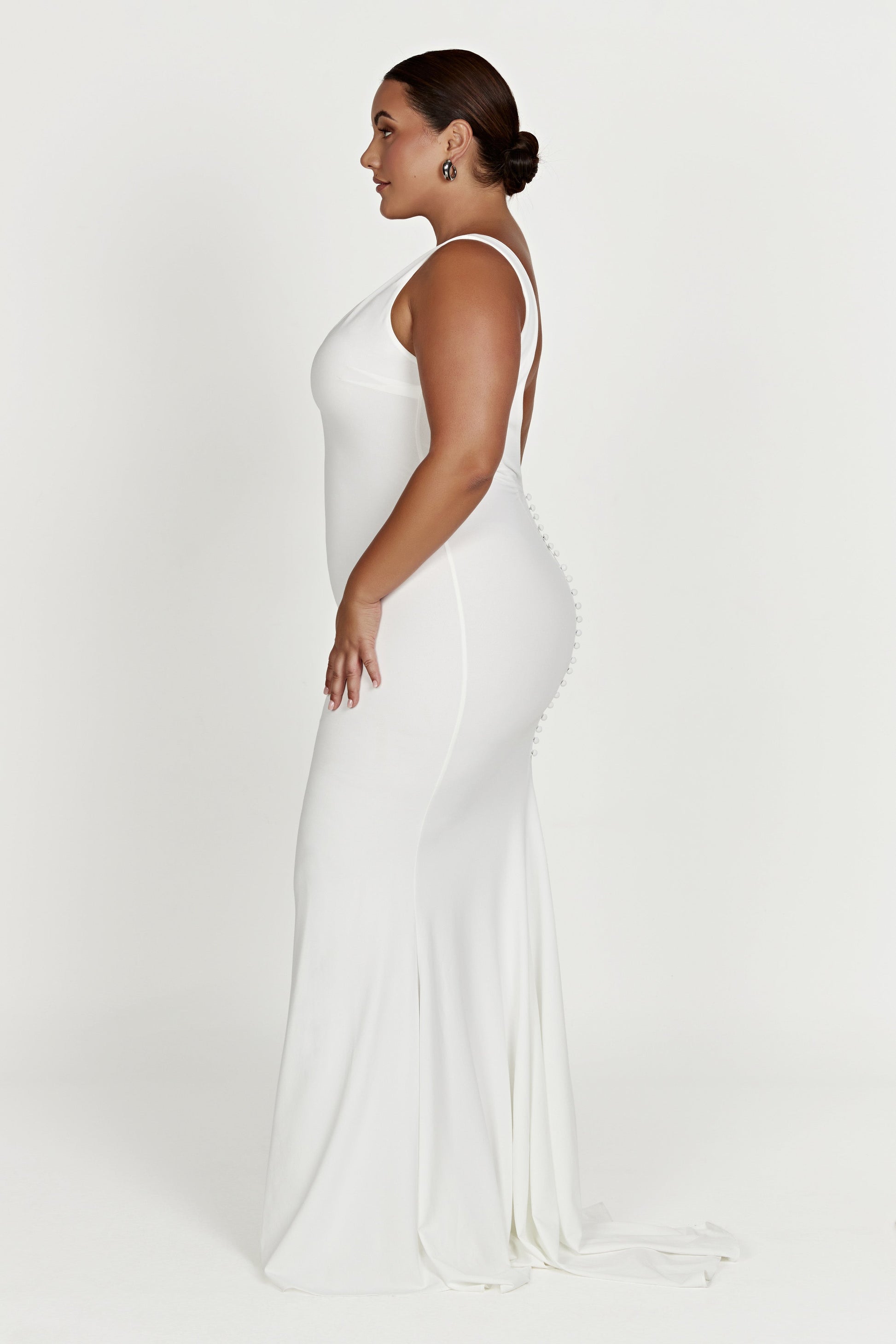 Kyla Low Back Gown - White #10