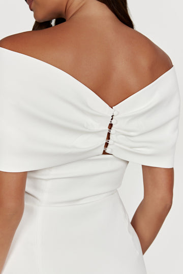 Gwyneth Off Shoulder Bow Mini Dress - White