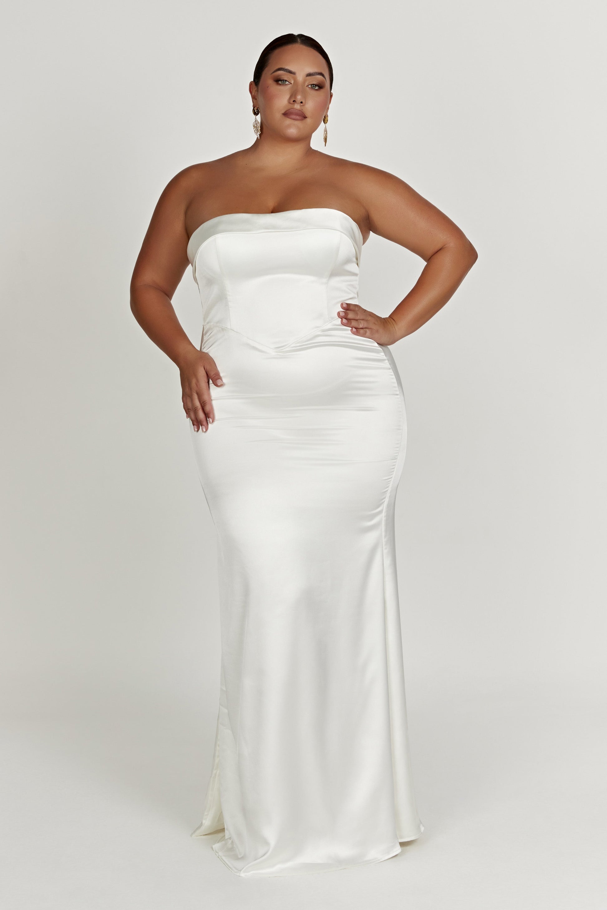 Kaitlin Strapless Gown - White #7