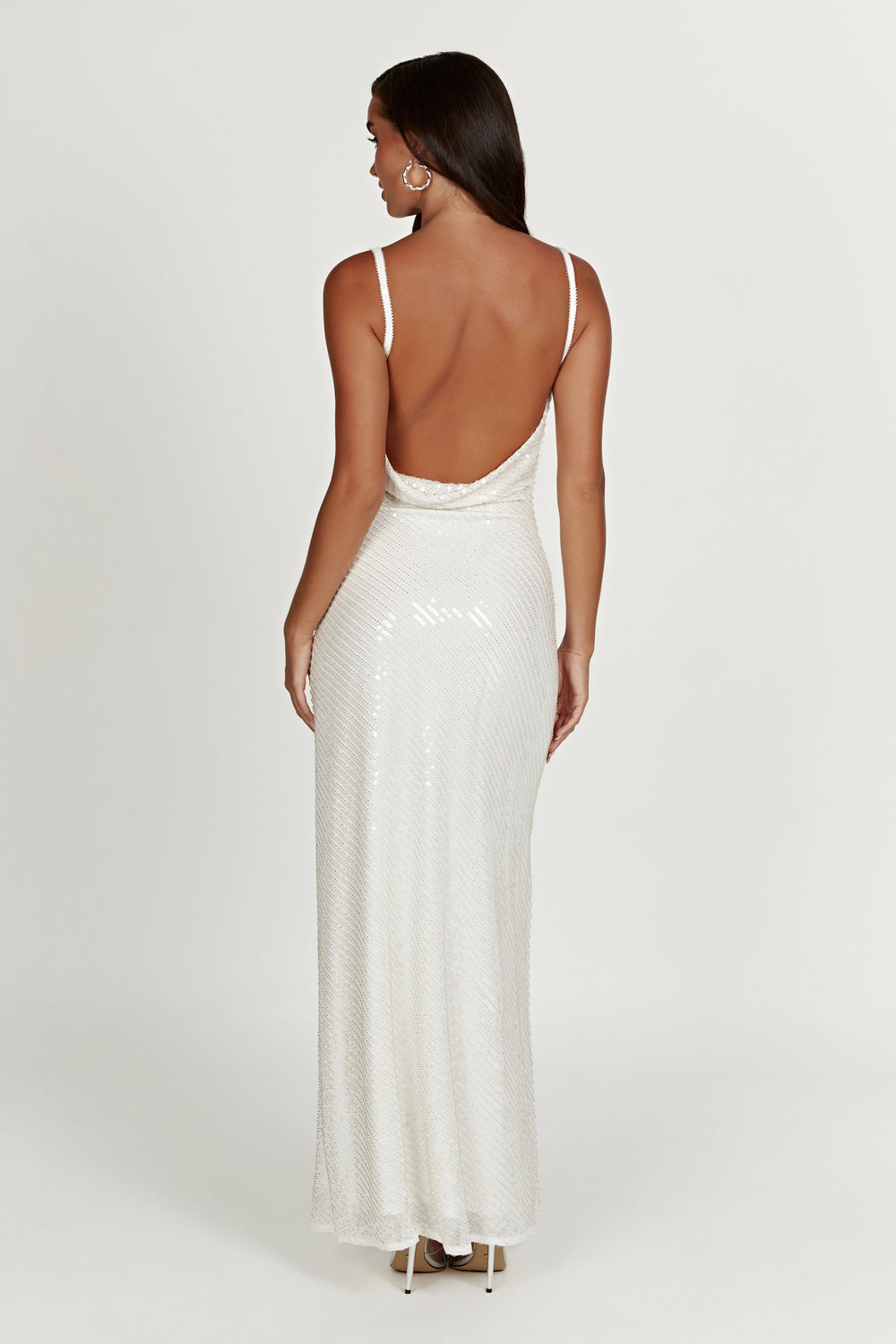 Marise Sequin Gown - White